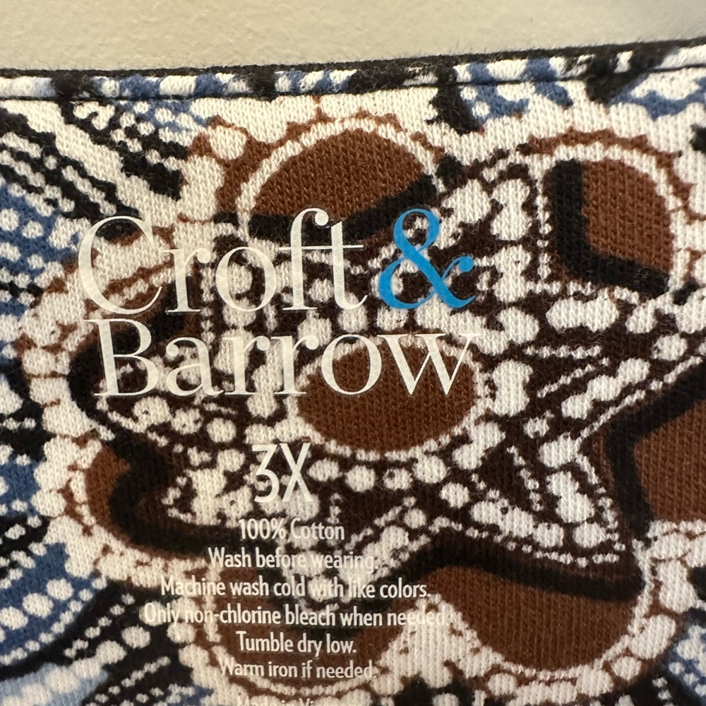 Croft & Barrow Floral Long Sleeve Top - Black, Blue, and Brown - Picture 3 of 4